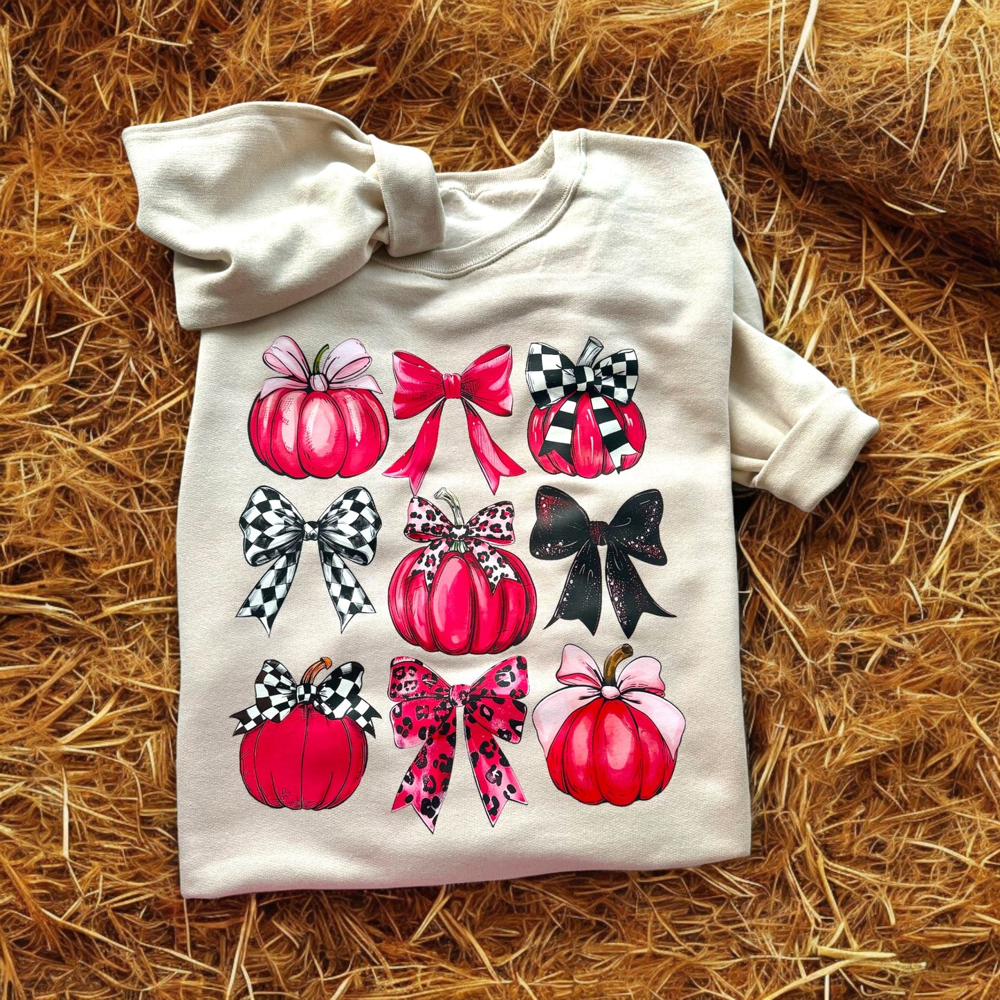 Pink Pumpkin & Bow Sweatshirt