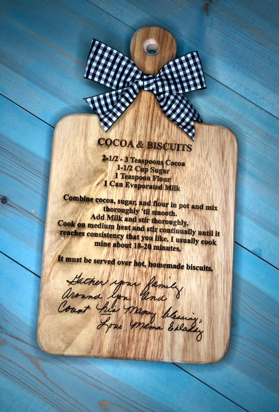 Laser Engraved Recipe Cutting Board