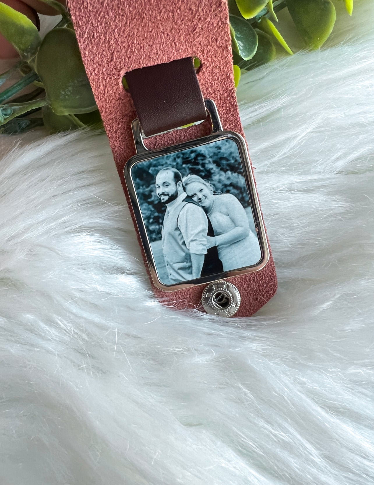 Leather Engraved Photo Keychain