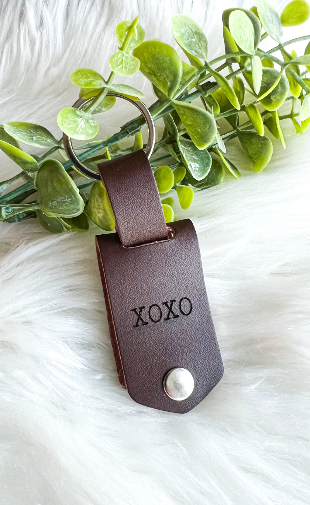 Leather Engraved Photo Keychain