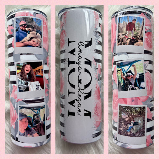 Stripes & Floral Print Photo Tumbler