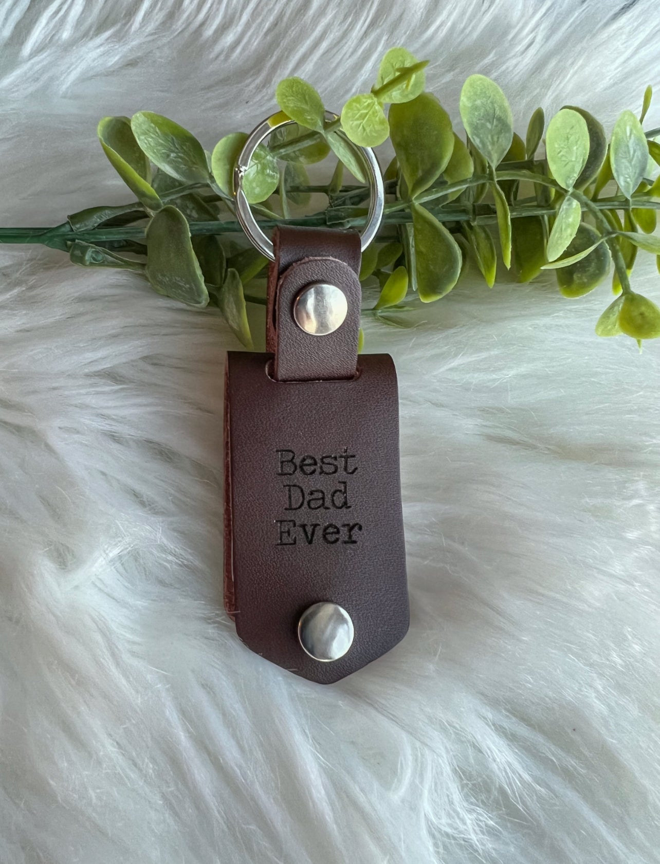 Leather Engraved Photo Keychain