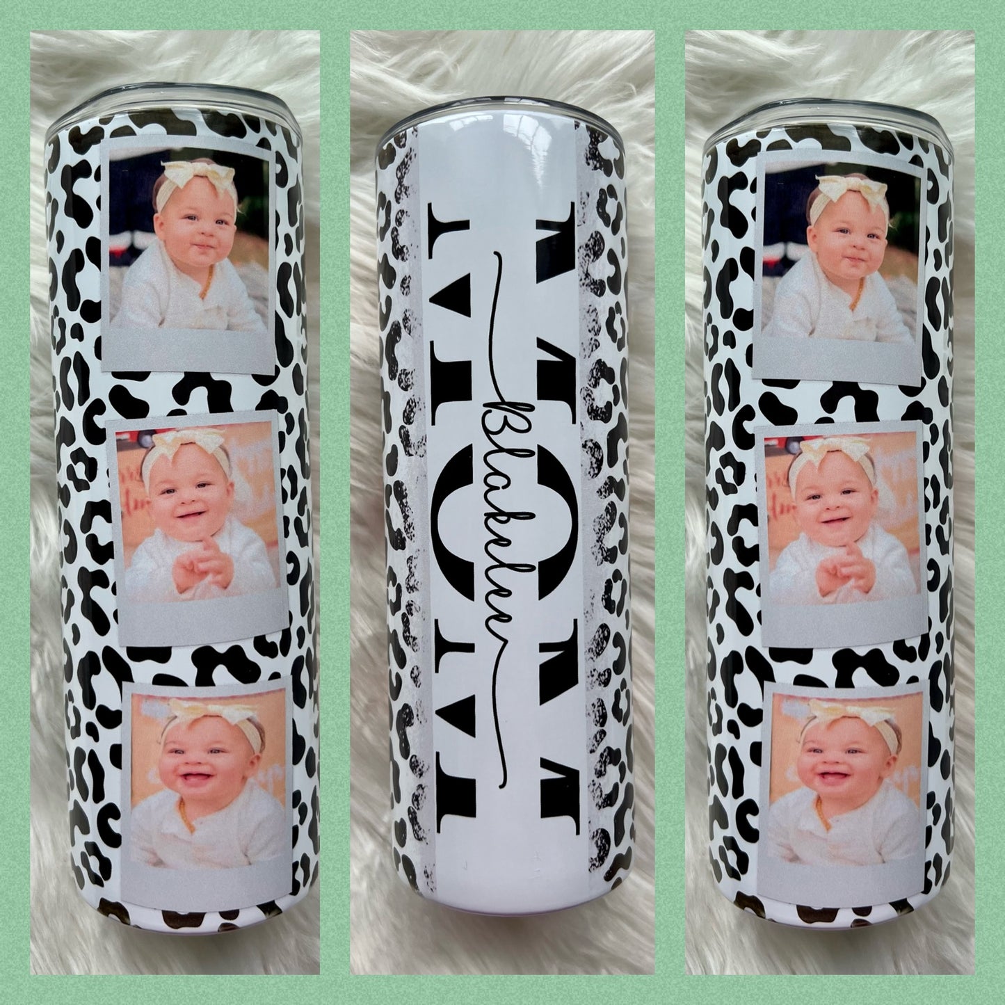 Black Cheetah Print Photo Tumbler