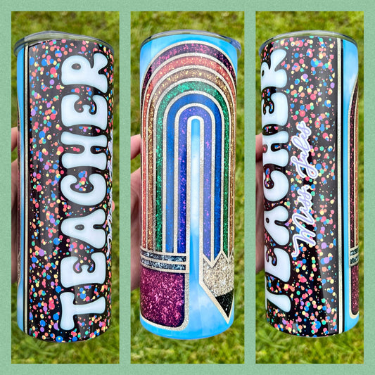 Shimmer Me Pencil Teacher Tumbler